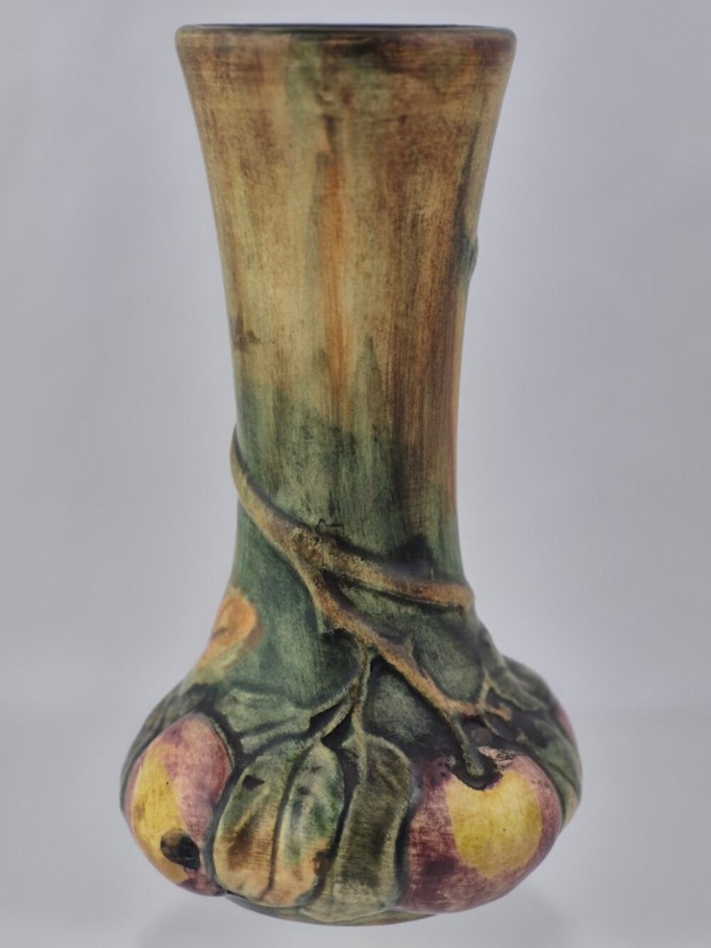 Vintage Weller Baldin Apple Bud Vase Sculpted Marked  WELLER on Bottom
